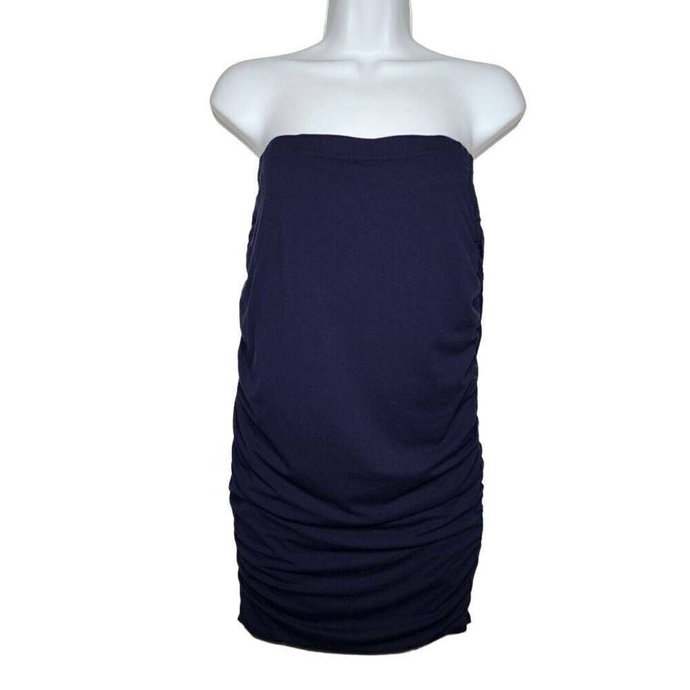 Vince Camuto Women Dresses, Rayon/Spandex Blend Navy Ruched Strapless Dress, S